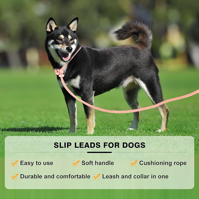 Lynxking Dog Leash Slip Lead Reflective Breathable Rope Comfortable Strong No Pull Slip On Pet Training Lead for Dogs