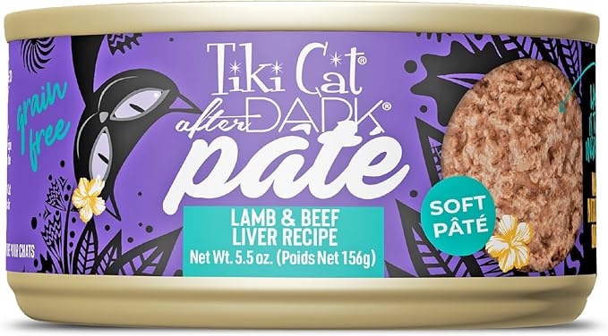 Tiki Cat After Dark Soft Pate Wet Cat Food, Lamb & Beef Liver Recipe, 5.5 oz. Can (8 Count)