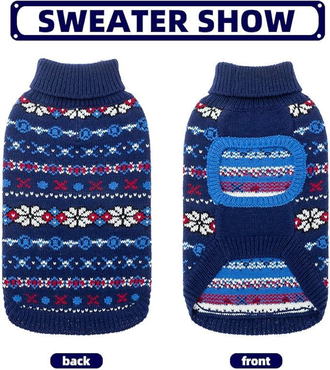 BINGPET Cat Sweater - Cat Winter Sweater with Snowflake - Soft Turtleneck Knitted Kitten Puppy Apparel, Winter Pet Clothes for Cold Weather