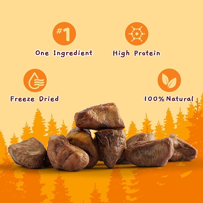 Jungle Calling Freeze Dried Cat & Dog Treats, Freeze Dried Chicken Hearts for Cats & Dogs, High Protein Single Ingredient Chicken Heart Snacks, Grain Free Pet Training Rewards (Chicken Hearts, 2.3 oz)