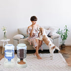 Gravity Automatic Pet Feeder for Large Breeds,3.8L Large Dog Food Feeder Dispenser with Detachable Top Lid,Large Capacity Dry Food Storage Bowl for Large Pet