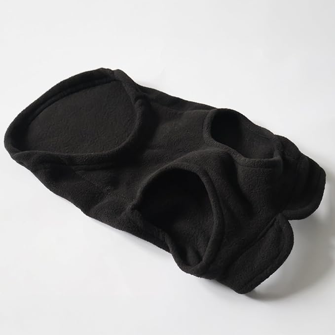 JACKO & CO - Fleece Vest Sweater with Leash Ring - Soft Lightweight Breathable for Puppies Small Medium Dogs, Kitten, Cats, Chihuahua - Warm for Fall/Autumn/Winter (Black, Large 10-16lbs)