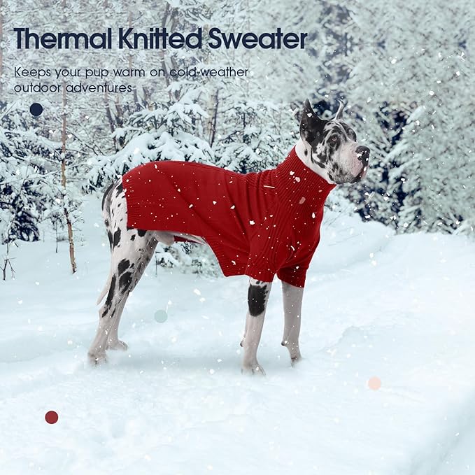 IECOii XXXL Dog Sweater,Warm Dog Sweaters for Extra Large Dogs Girl Boy,Stretchy & Cozy,Turtleneck Knitted Pullover for Pet Wear On Christmas,Easy On Doggy Sweatshirt for Labrador (Red,3XL)