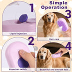 4-in-1 Pet Steam Brush for Dogs & Cats - Anti-Static Deshedding Grooming Tool with Massage & Cleaning for Long/Short Hair | Micro-B Rechargeable (Purple)