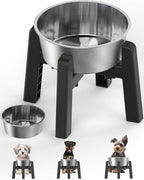 CZPET Elevated Dog Bowl, Raised Dog Bowl Stand with 51oz Stainless Steel Bowl Large Capacity, Size Adjustable & Anti-Slip Stand for Medium Dogs