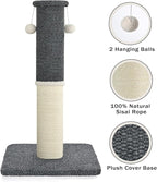 Made4Pets Tall Cat Scratching Post, Heavy Duty and Thicker Scratching Posts for Indoor Cats Adults, 23.6" Natural Sisal Cat Scratcher with Hanging Balls, Sturdy Base Cat Scratch Post, Dark Grey