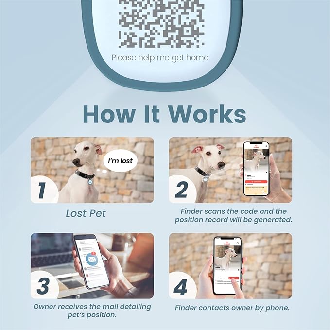 Pawaii Silent Silicone Dog ID Tag, Modifiable Pet Online Profile and Emergency Contacts, Scan QR for Instant Location Alerts, 1 Pack (Deep Sea Blue)