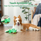 Alligator Interactive Dog Toys, Motion Activated Plush Dog Toys to Keep Dogs Busy, Wiggling Tail Interactive Dog Toy for Small/Medium/Large Dogs, USB Rechargeable Puppy Toys