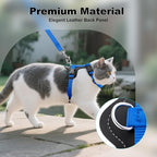 Plutus Pet Adjustable Cat Harness and Leash Set, Quick Release, Escape Proof Nylon Vest with Leather Trim for Kitten, Small Medium Large Cats, Royal Blue