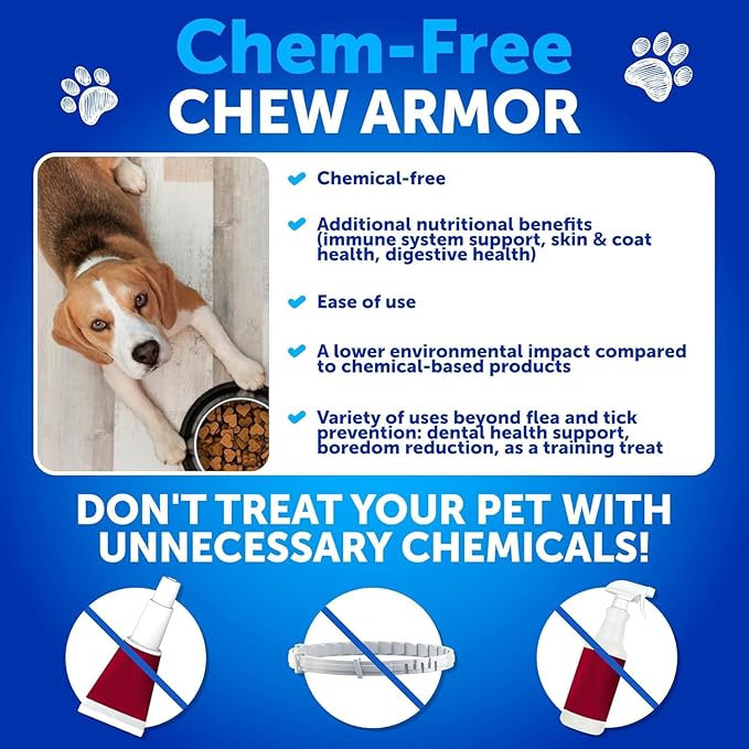 Flea and Tick Prevention for Dogs Chewables - Natural Flea Treatment Control - Supplement for Large & Small Dogs with Vitamins - Immune Support Chews - Puppy Pest Defense Oral Pills - 70 Soft Treats