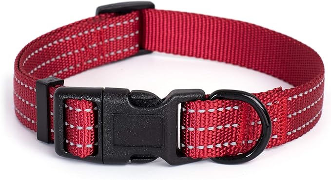 Mile High Life Dog Collar | Nylon Reflective Dog Collars | Light Weight Puppy Collars | Red Dog Collars for Small Dogs (Solid Red, Small)