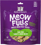 Stella & Chewy's Meowfulls Freeze Dried Cat Treats - Turkey & Duck Recipe - Raw Protein with Probiotics & Salmon Oil - 1 Calorie Per Treat - 1.5 oz
