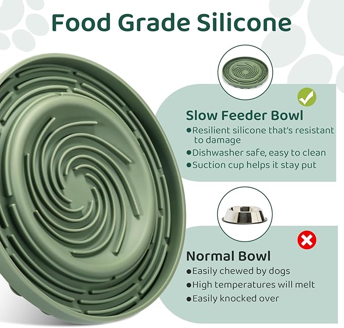 Silicone Dog Feeding Bowl with Suction Cup, Dog Puzzle Feeding Bowls for Heathy Eating - Non Slip Design (Purple)