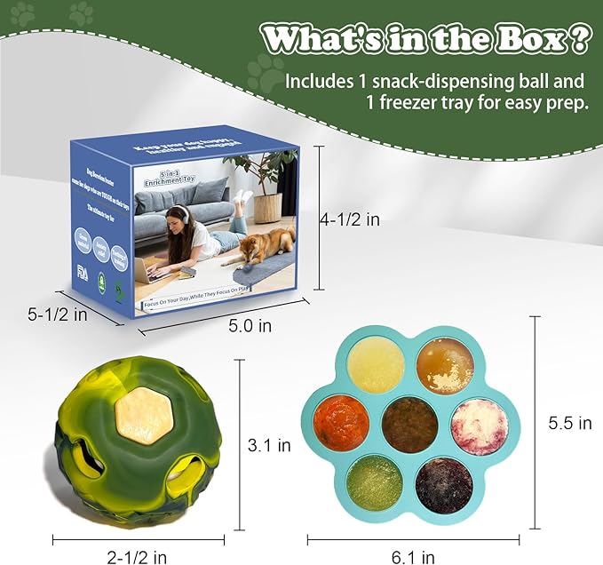 5-in-1 Frozen Dog Enrichment Toys,Interactive Dog Toys with DIY Freezable Fillable Mold,Natural Rubber,Dishwasher Safe（Small）