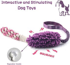 Dog Puppy Toys Dog Squeak Toys Plush Dog Toy with Dog Ropes Knots for Fun and Teeth Cleaning,Tug of War Toys, Puppy Chew Toys, Dog Rope Toys for Training Small, Large Dogs (Purple, Dog Bite Stick Toy)
