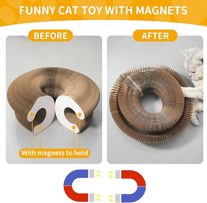 Magic Twist Cat Toy, Collapsible & Double-Sided Infinity Design Kitten Scratching Pad, Eco-Friendly Cardboard, Long-Lasting Interactive Play Toy for Indoor Kittens, 2 Pack