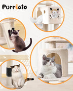 66in Multi-Level Large Cat Tree Tower for Indoor Cat/Kitties, Mordern Cat Tower with Sisal Scratching Posts, Condos and Hammock, Perches, Ramp for Climbing Heavy Duty