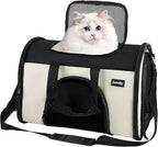 Zavothy Collapsible TSA Approved Pet Carrier for Cats & Dogs (Up to 15 Lbs, 16.54"x11.42"x9.84") – Soft-Sided Airline Travel Carrier, White