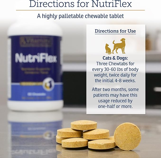 Rx Vitamins NutriFlex for Cats & Dogs - Glucosamine for Dogs Hip and Joint Supplement - with Bovine Collagen and Chondroitin - Joint Pain Relief & Anti Inflammatory for Dogs - Beef Liver (90 Chews)