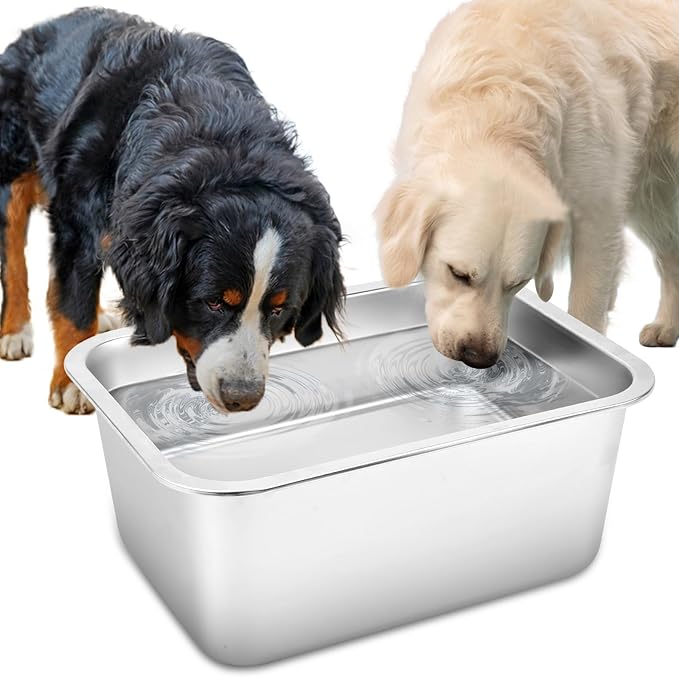 4 Gallons Extra Large Dog Water Bowl, Stainless Steel Metal Dog Bowls,Extra Large Capacity Pet Food Bowl Water Dish for Indoor and Outdoor Universal for Medium to Giant Dogs