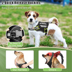 Service Dog Vest Harness+ID Tag+10 Patches,Metal Serivce Dog Tag&Reflective Emotional Support Dog Vest with Handle for Small Dogs,Easy Put On/Off for Training/Walking/Everyday Black XS