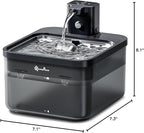 DownyPaws Cat Water Fountain Stainless Steel Cordless, 84oz/2.5L Fursink Wireless Pet Water Fountains for Cats Indoor, Battery Operated Cat Drinking Fountain, Ultra Quiet Pump, BPA-Free, Black