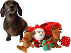 Midlee Santa Sleigh Find a Toy Christmas Dog Toy- Plush Burrow Interactive Hide & Seek Pet Holiday Toy