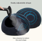 MEOWFIA Cat Cave – Premium Felt Cat Bed for Indoor Cats, Handmade 100% Merino Wool (Dark Shades) (Medium, Black Aqua)