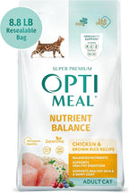 Optimeal Dry Cat Food - Healthy Balanced Nutrition for Immunity Support, Premium Nutrition Made with Natural Ingredients for Adult Cats, (8.8 lbs, Chicken & Brown Rice)