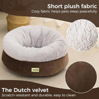 Cat Bed for Indoor Cats,Round Cat Bed for Small Pets,Washable Pet Bed with Non-Skid Bottom,Pet Bed for Puppy and Kitty,19 Inches,Brown