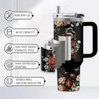 Goth Gifts for Women, 40 Oz Flower of Darkness Tumbler with Handle & Straw, Goth Water Bottle, Birthday Gift for Goths Lover Snake Lovers, Stainless Steel Goths Tumbler, Gifts for Fathers Day