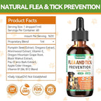 Oral Flea and Tick Support for Dogs and Cats, Natural Dog Flea and Tick Defense, Cat Flea Drops Supplements with Vitamin for Pets - All Breeds and Ages - Bacon
