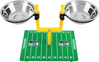 NFL Seattle Seahawks Goalpost Football Field Dog Feeder – Adjustable Elevated Dog Bowls with Stand, 2 Stainless Steel Bowls, Non-Slip Rubber Feet, Raised Pet Feeder for Large & Small Dogs, Cats.