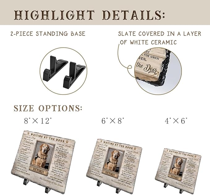 Personalized Pet Memorial Stone, Custom Dog Memorial Gifts for Loss of Dog with Photo Name Date, Dog Remembrance Gift, Loss of Dog Sympathy Gift for Dog Cat Lovers (Quote 5)