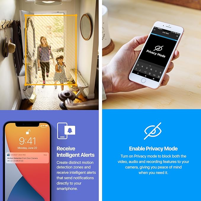 Amcrest 4MP ProHD Indoor WiFi, Security IP Camera with Pan/Tilt, Two-Way Audio, Night Vision, Remote Viewing, 4-Megapixel @30FPS, Wide 90° FOV, IP4M-1041B (Black)