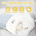 Cat Sleeping Bag, 2024 New Cat Winter Sleeping Bag, Self Warm Cat Sleeping Bag for Indoor Cats, Cat Cave Bed 360° Wrap for Cats Up to 8kg, Large 21 x 18 Inches