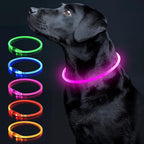 Colaseeme LED Dog Collar, Light Up Dog Collar 1 Count USB Rechargeable TPU Glow Safety Dog Necklace Light, Dog Lights for Small Medium Large Dogs, Please Do Not Use Fast Charging (Pink)