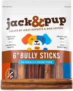 Jack&Pup 6-inch Bully Sticks for Large Dogs (20 Pack) All Natural Thick Bully Stick for Dogs | Singe Ingredient Long Lasting Pizzle Sticks