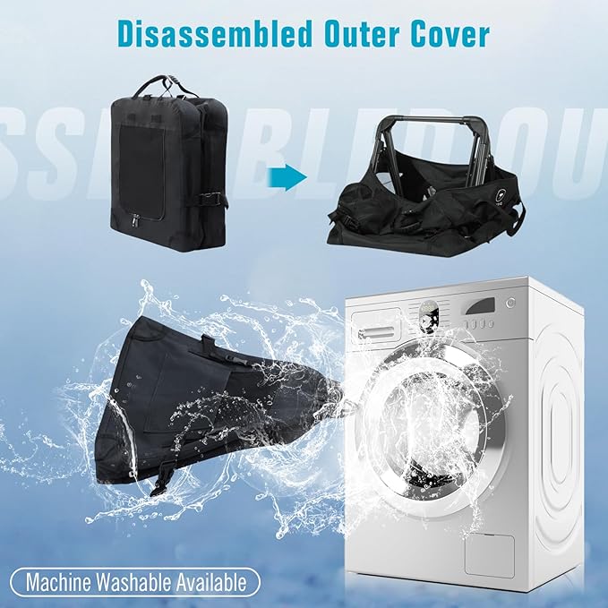 Extra Large Cat Carrier for Car Travel, Pegic Soft Sided Collapsible Pet Carrier for Outdoor and Indoor Uses, Roomy Cat Carrier for 2 Kittens, Large Cat or Puppies Up to 50lbs (Black)