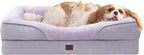 EHEYCIGA Memory Foam Dog Bed for Large Sized, Orthopedic Dog Sofa with Sides and Waterproof Liner, Washable Bolster Pet Couch with Removable Cover, 36x27x7 Inch, Purple