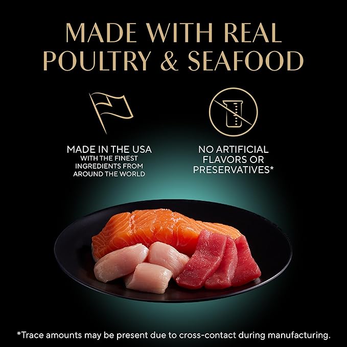 Sheba Perfect Portions Wet Cat Food Cuts in Gravy, Roasted Chicken Entree, Tender Turkey Entree, with Sustainable Salmon, and with Sustainable Tuna, 2.6 oz. Twin-Pack Trays (24 Count, 48 Servings)