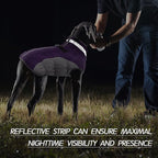 FUAMEY Dog Coat for Large Dogs,Waterproof Dog Winter Jacket with Harness Built in Puppy Cold Weather Coats Reflective Pet Vest with Zipper Warm Fleece Dogs Snowsuit Windproof Purple XXXL