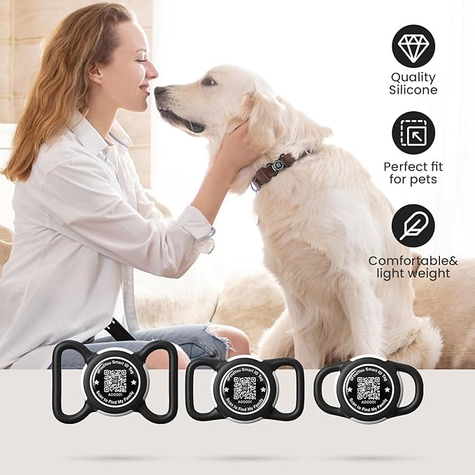 4 Pack Waterproof AirTag Dog Collar Holder for Apple Tracker QR Code Case Mix Colors