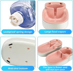 Automatic Dog Cat Feeder and Water Dispenser Gravity Food Feeder and Waterer Set with Pet Food Bowl for Small Medium Dog Puppy Kitten, Large Capacity 1 Gallon x 2(Pink)