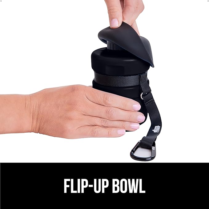 GORILLA GRIP Dog Water Bottle, Portable Water Bowl Dispenser for Dogs, 16 oz Leak Proof Pet Travel Squeeze Bottles, Food Grade Silicone, to Go Puppy Essentials, Hiking Camping Trip Accessories, Onyx