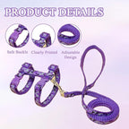 2 Pack Cat Harness and Leash Set with Collar, Escape Proof & Adjustable Kitten Harness for Small to Medium Cats, Walking & Travel Set (Black + Purple)