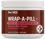 Pet MD Wrap-A-Pill with Dog Probiotics - Pill Wrap for Dogs Medicine - Easy-to-Use Paste to Hide Capsules, Create Pockets and Pill Treats for Dogs - Bacon (4.2oz)