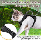 Cat Harness and Leash Set for Walking Escape Proof for Small Large cat Kitten Harness with ID tag Pocket (Black,XS)