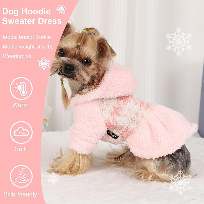 Dog Hoodie Dog Sweater Doggie Winter Clothes for Small Dogs Boy Girl Pet Hoodies for Dogs Cold Weather Doggy Coats Fall Winter Puppy Sweatshirt for Chihuahua Yorkie Cat Sweater Costumes