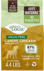 Nature's Logic Grain-Free Dry Dog Food - All-Natural, High Protein, No Synthetic Vitamins/Minerals - Gluten Free - Supports Healthy Digestion - All Breeds & Ages - Chicken Meal Feast, 4.4lbs